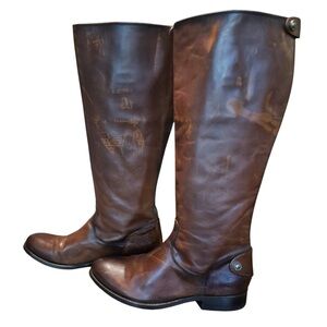 Frye Tall Leather Riding Boots in Brown